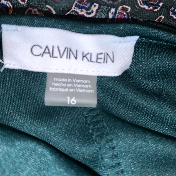 Calvin Klein Green Printed Metallic Midi Dress green Fall plus size 16 - Picture 9 of 14